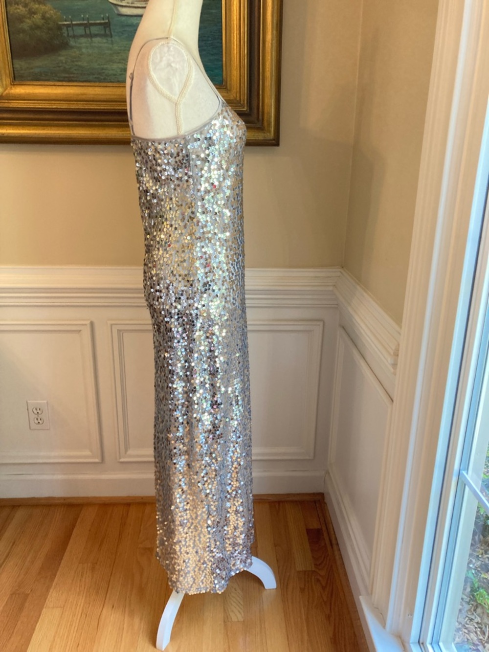 H&M Silver Sequin Cami Slip Midi Dress NWT - Picture 4 of 11